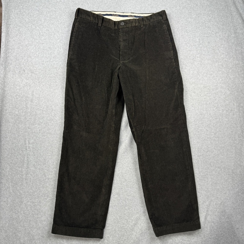 Brooks Brothers Hudson Corduroy Pants Mens 36x30 Olive‎ Green Wide Wale Straight